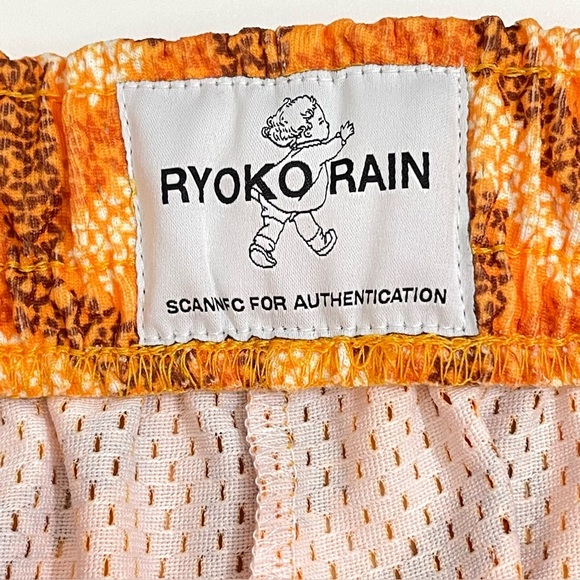Ryoko Rain Designerr Shorts Printed Mesh R Patch Artists Athletes Orange Small - Picture 10 of 16